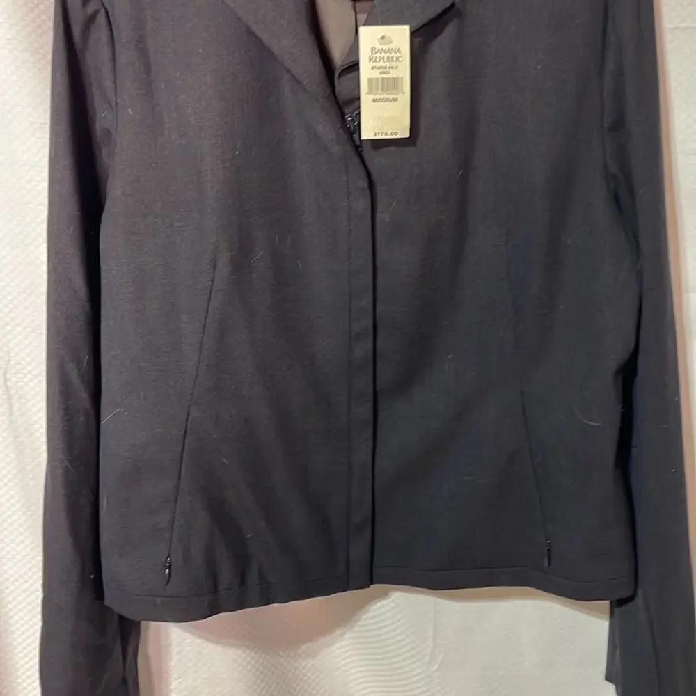 Banana Republic M charcoal wool lined front zip short jacket nwt vintage - Picture 5 of 11